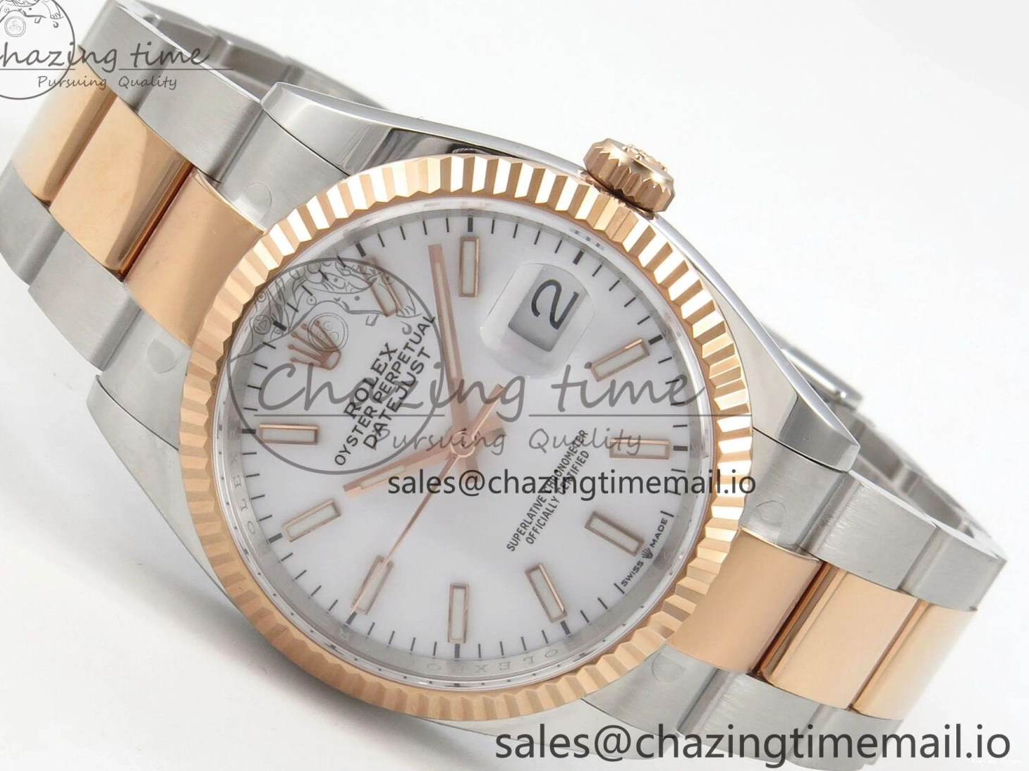 0415 DateJust 36 SS RG ARF 1:1 Best Edition 904L Steel White Stick Dial on Oyster Bracelet SH FashionForward 84